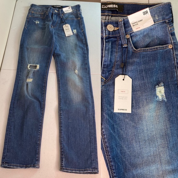 Express Mid Rise Cropped Skinny Jean